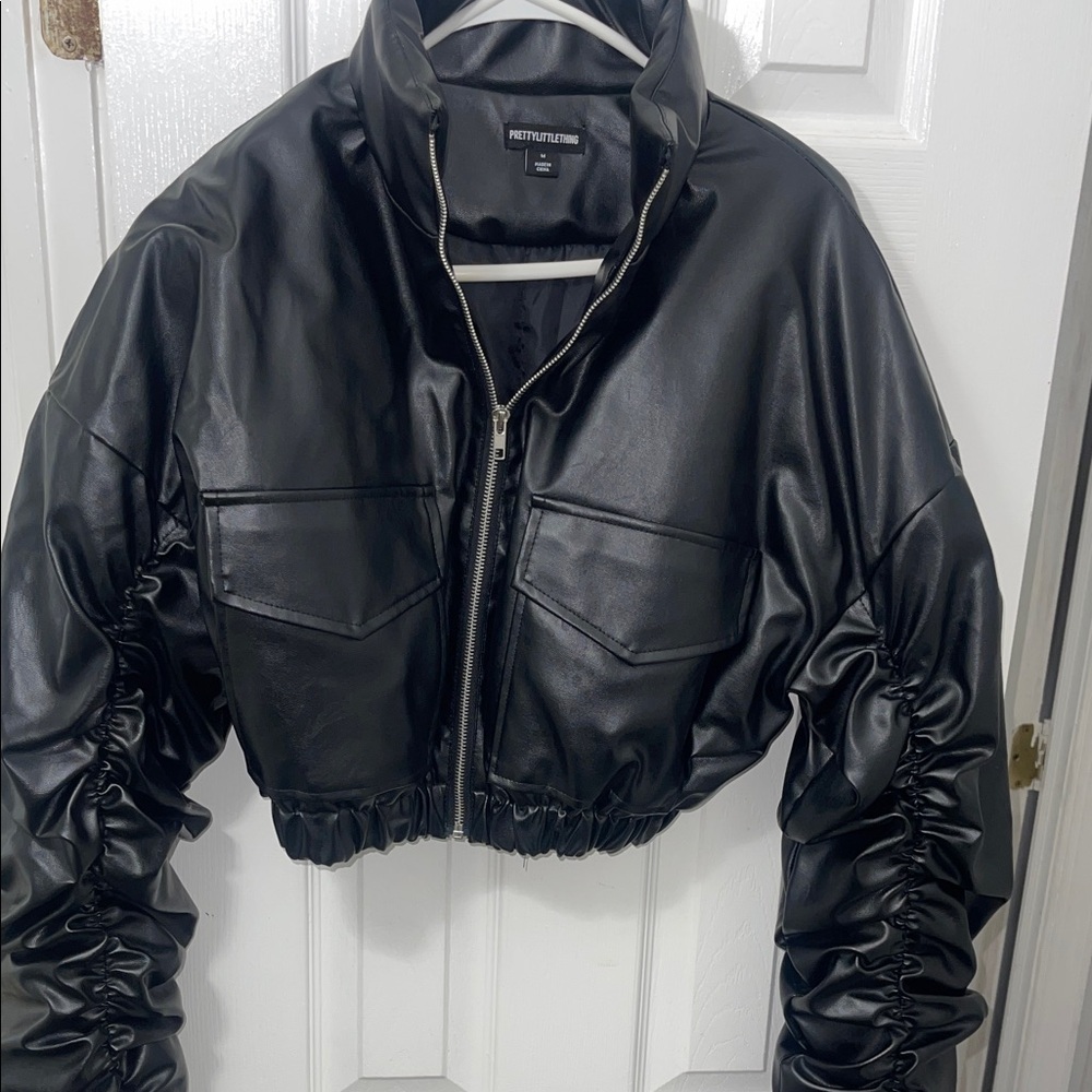 PrettyLittleThing Glossy Black Leather Jacket